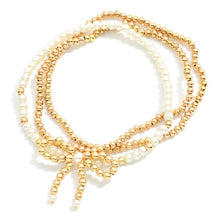 Load image into Gallery viewer, Pearl Beaded Bow Bracelet Stack
