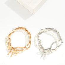 Load image into Gallery viewer, Pearl Beaded Bow Bracelet Stack
