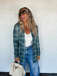 Lola Green Plaid Cardigan Preorder
