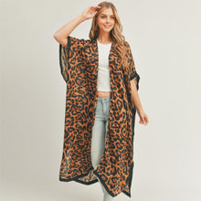 Load image into Gallery viewer, Black &amp; Leopard Kimono
