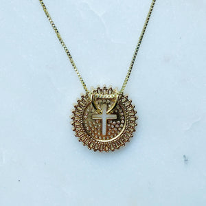 Shine Circle Cross Necklace: Gold