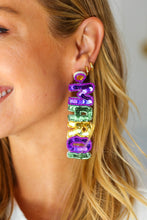 Load image into Gallery viewer, Mardi Gras Sequin &amp; Beaded Dangle Earrings
