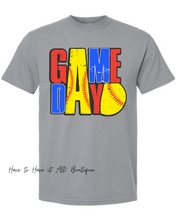 Load image into Gallery viewer, Blue &amp; Red softball Game Day Tee Preorder
