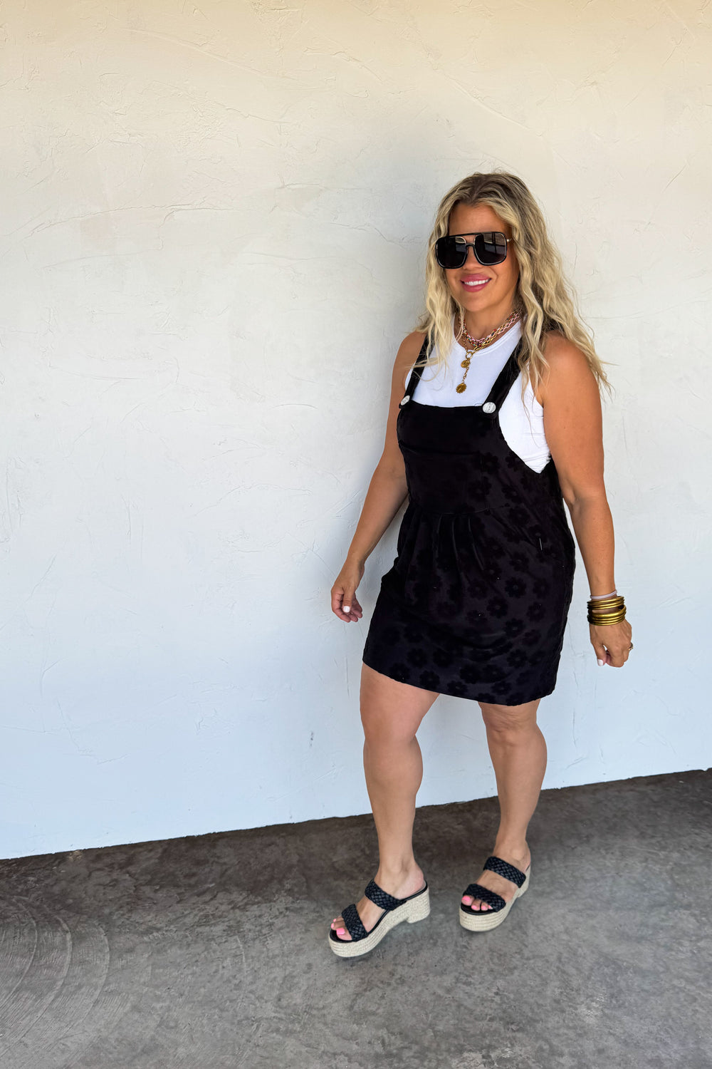 Black Daisy Overall Dress