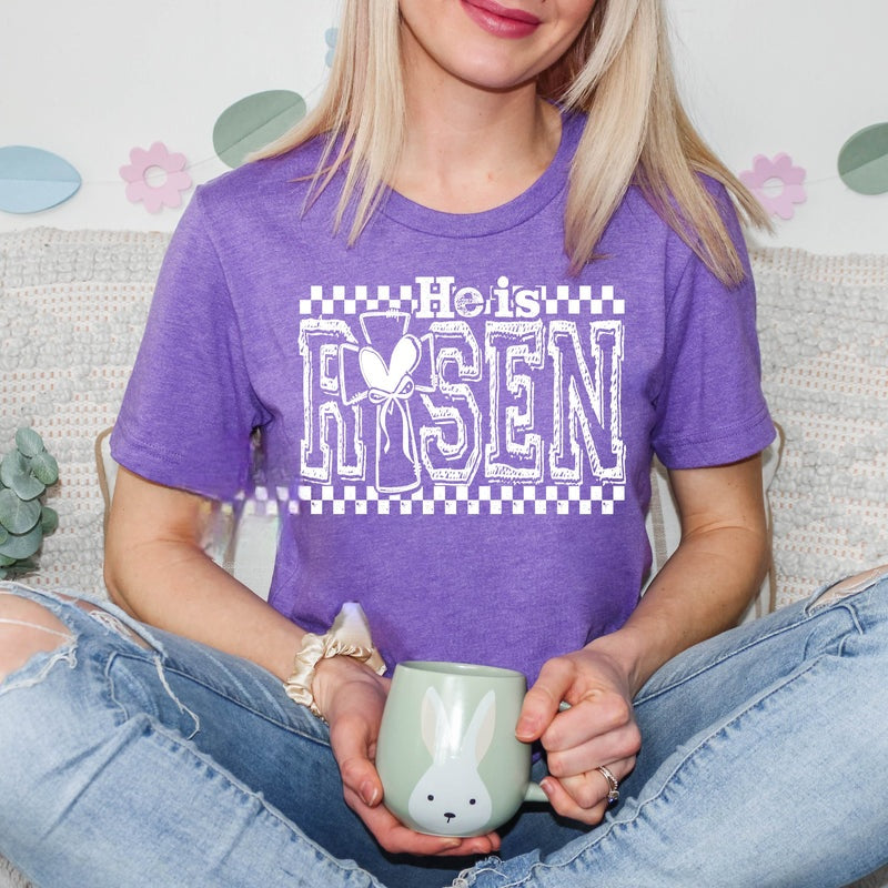 Youth & Adult He is Risen Purple Tee