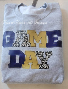 Faux Stitch Game Day Navy & Gold SS