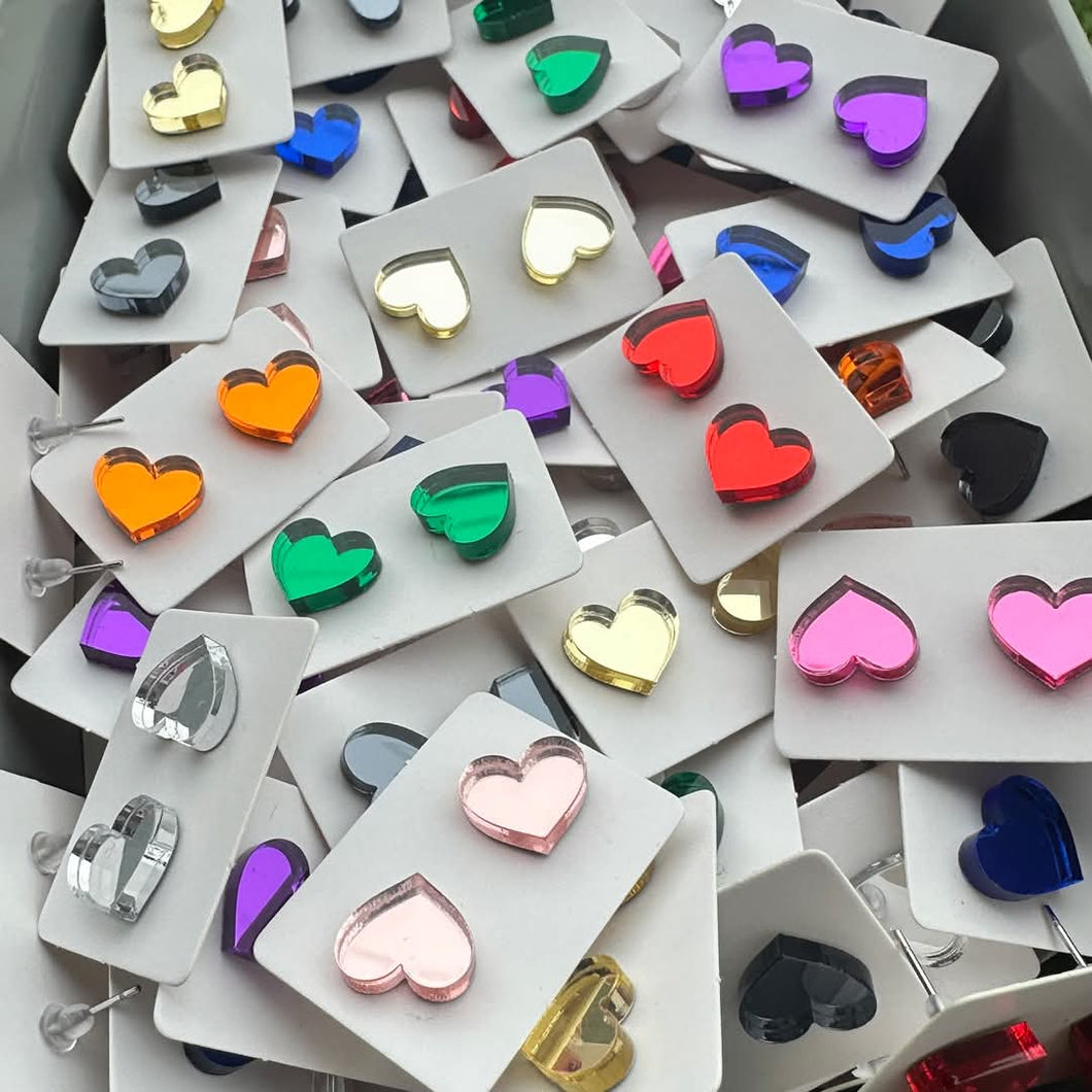 Mirrored Heart Studs