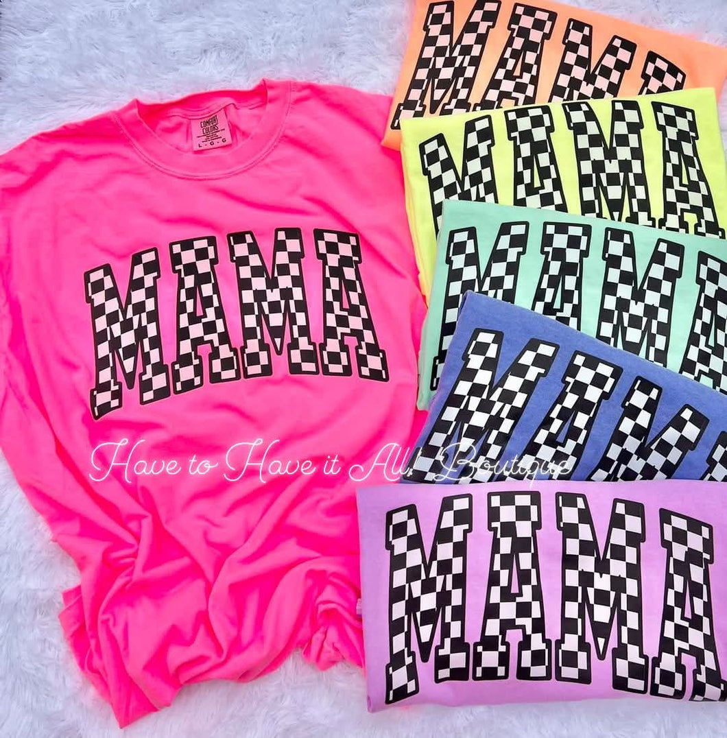 Checkered Mama Tee Preorder