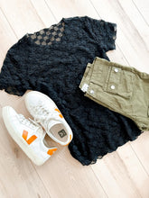 Load image into Gallery viewer, Checkered Daisy Mesh Top
