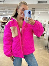 Load image into Gallery viewer, Hot Pink Heart Quilted Puffer Jacket
