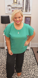 Emerald Bubble Flutter Seeve Top