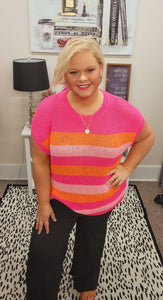 Pink & Orange Sweater Top