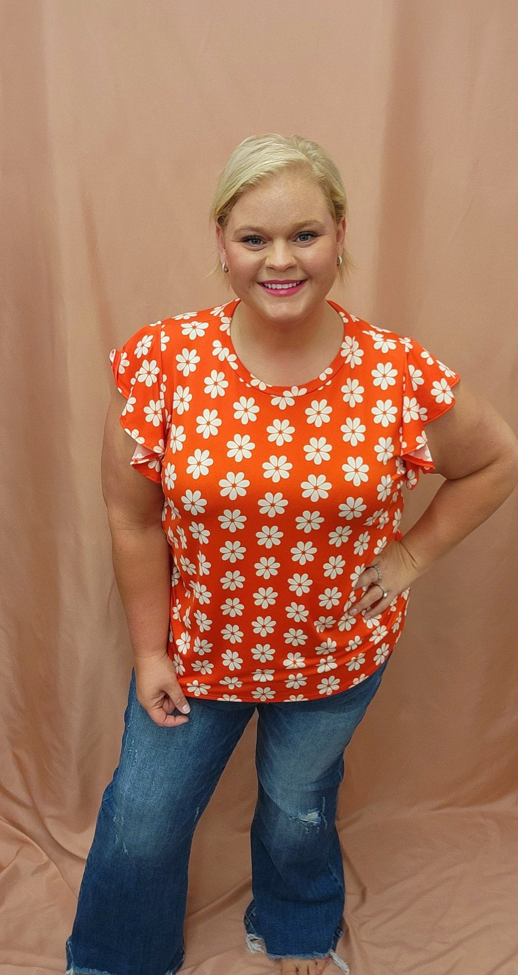 Orange Floral Top