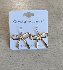 Gold Bow Dangle Earrings