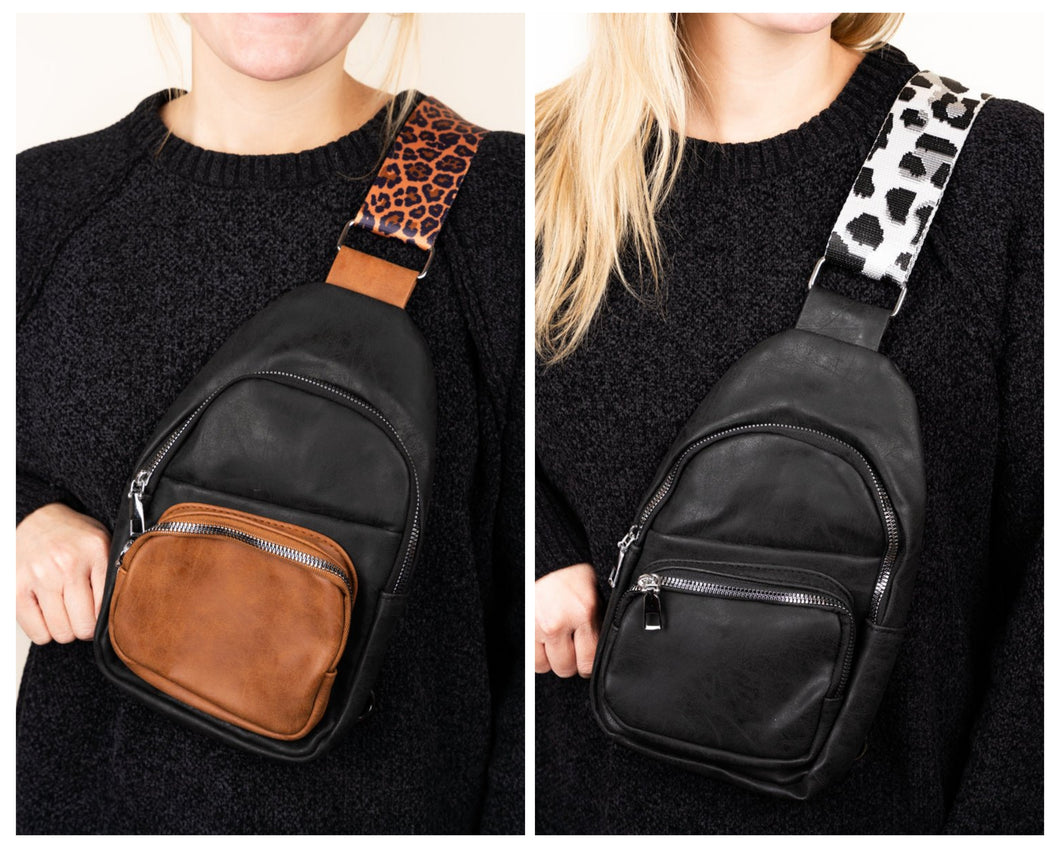 Leopard Strap Sling Bag