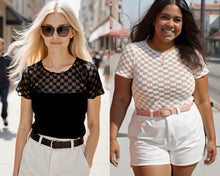 Load image into Gallery viewer, Checkered Daisy Mesh Top
