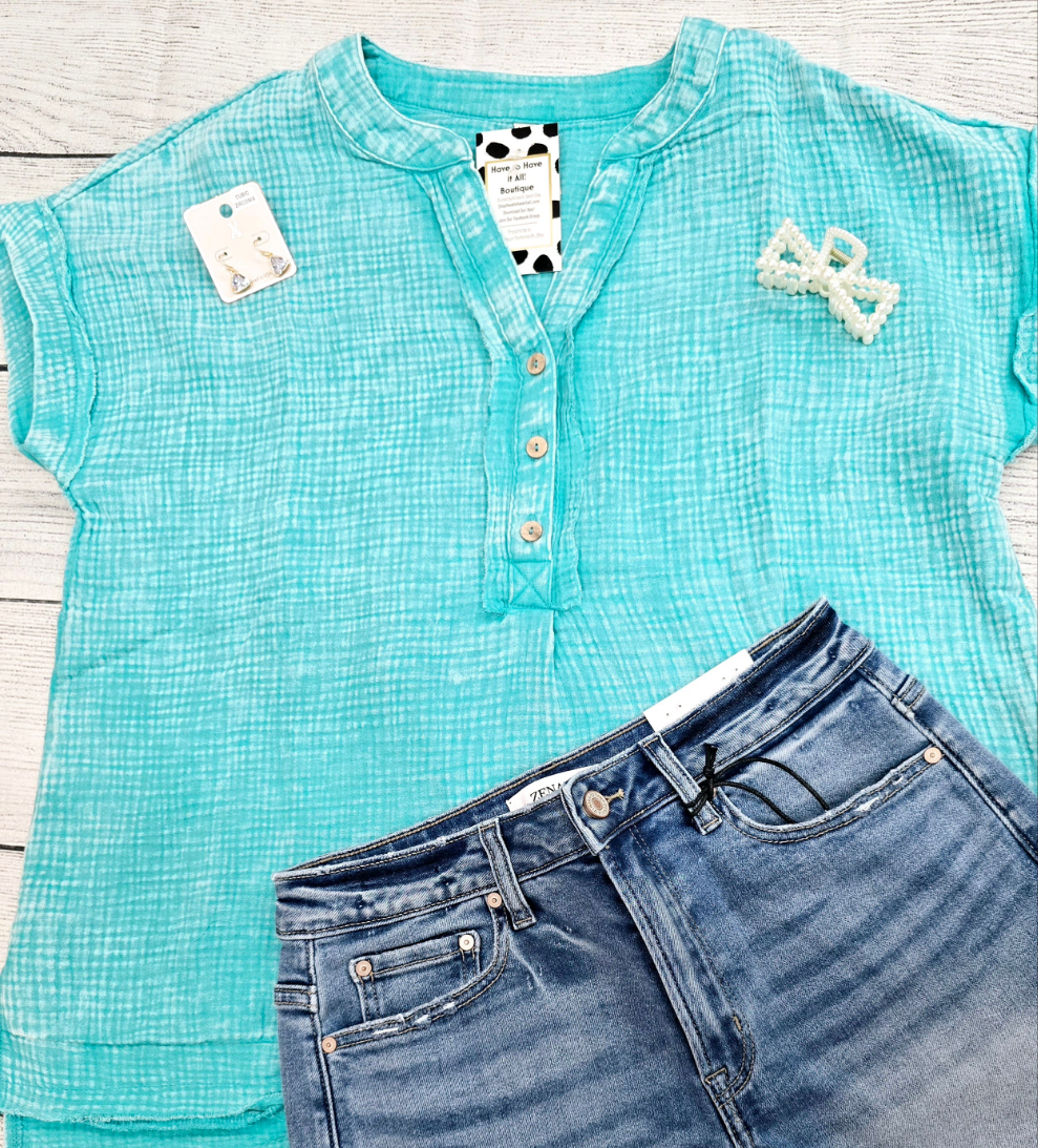 Turquoise Gauzey Top