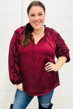 Load image into Gallery viewer, Frilly Maroon Silk Blouse

