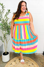 Load image into Gallery viewer, Fun Stripes Tie Sleeve Dress
