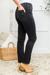 Midrise Black Washed Kourtney Straight Leg