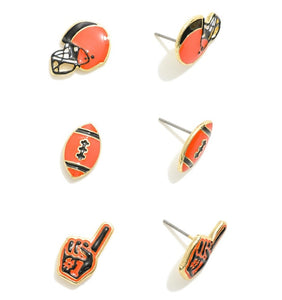 Orange & Black Football Stud Set