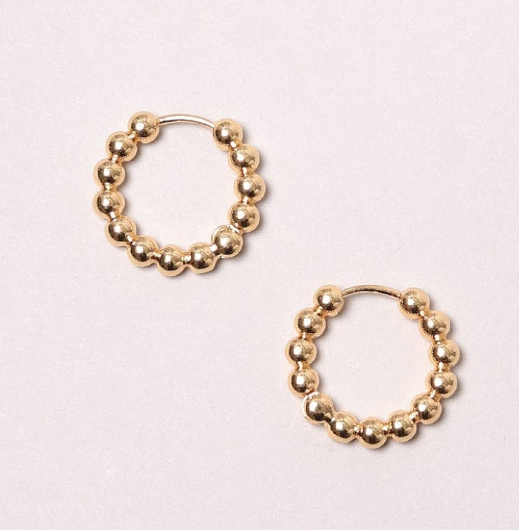 14K Gold Dipped Ball Hoops