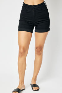 Judy Blue Tummy Control Black Cuffed Short.