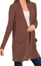 Load image into Gallery viewer, Brown Soft Tshirt Cardigan

