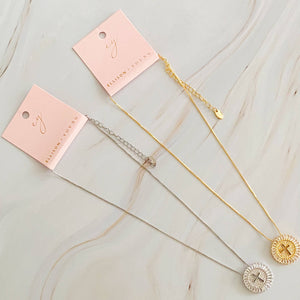 Shine Circle Cross Necklace: Gold