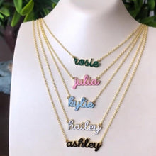 Load image into Gallery viewer, Water Resistant Custom Cursive Enamel Necklace
