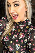 Load image into Gallery viewer, Life is Short Sugar Skull Mesh Top
