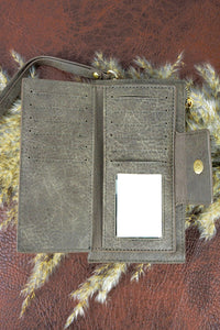 Taupe Gray Faux Leather Wristlet Wallet