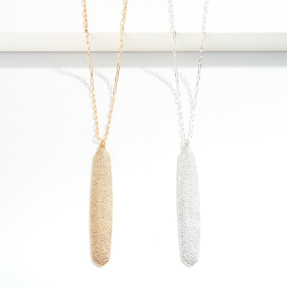 Hammered Pendant Long Necklace