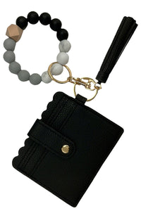 Black Wallet Keychain Bracelet Combo