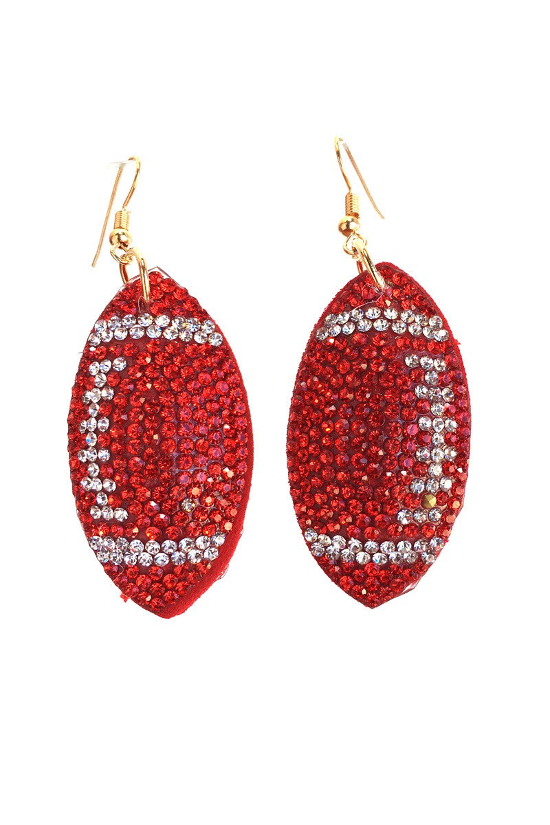 Blingy Red Football Earrings