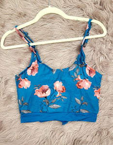 Blue Floral Swim Top