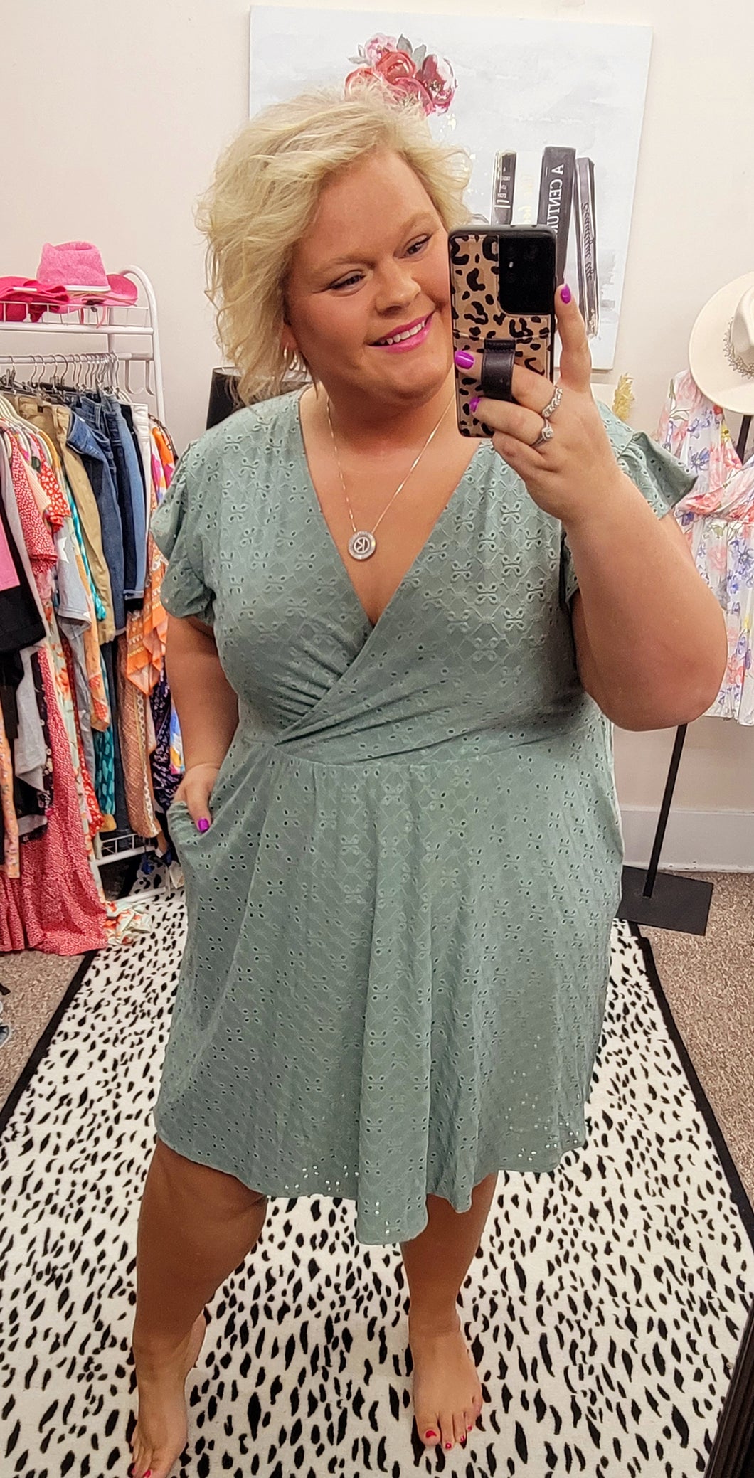 Sage Shirley Eyelet Dress