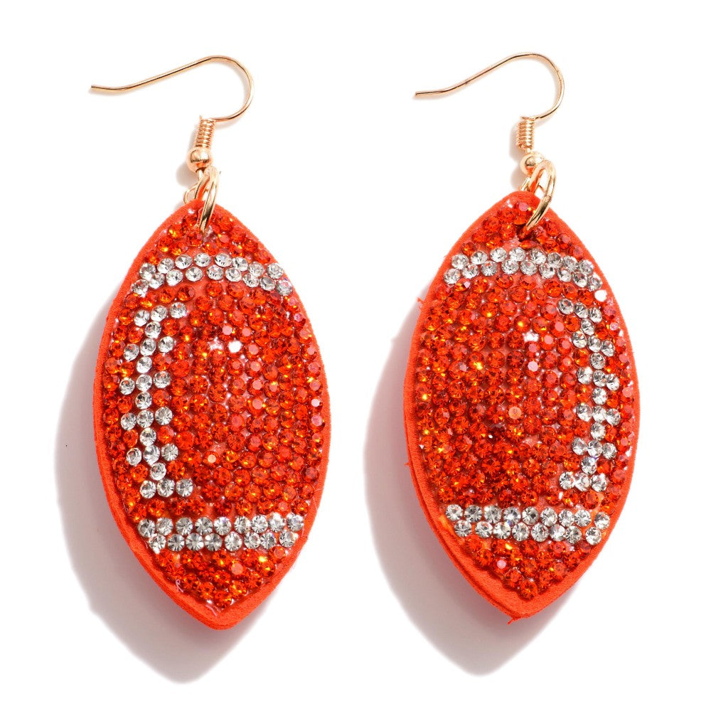 Blingy Orange Football Earring