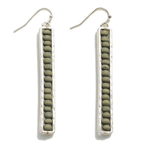 Hammered Silver & Gray Drop Earrings