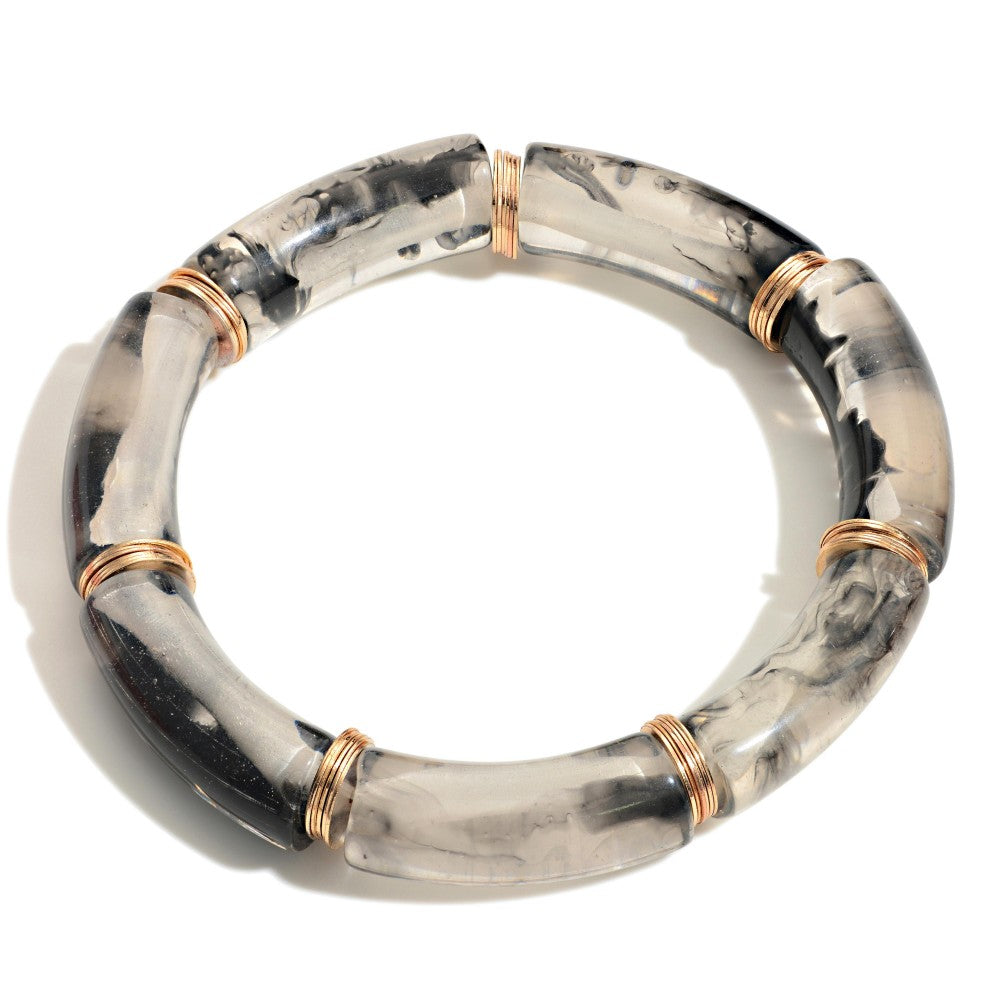 Black/Clear Marbled Tube Bracelet