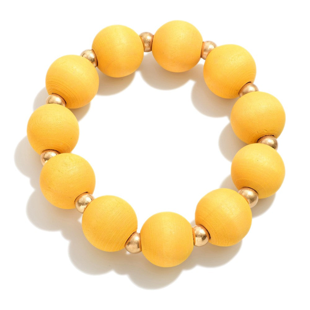 Wood Bead Bracelet- Yellow