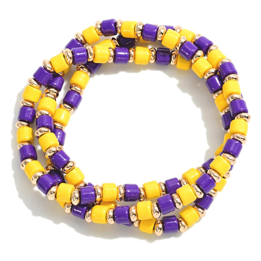 Purple & Yellow Bracelet Stack