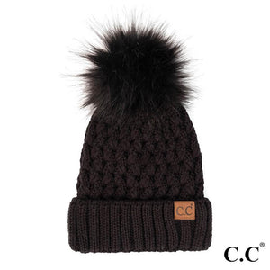 Cable Knit Pom Beanie