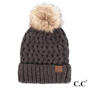 Cable Knit Pom Beanie