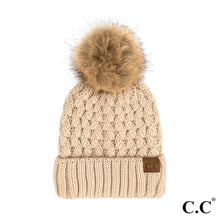 Load image into Gallery viewer, Cable Knit Pom Beanie
