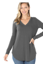 Load image into Gallery viewer, Long Sleeve Vneck Tee 2106
