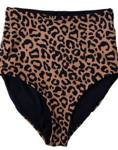 High Rise Reversible Leopard Swim Bottoms