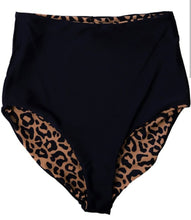 Load image into Gallery viewer, High Rise Reversible Leopard Swim Bottoms
