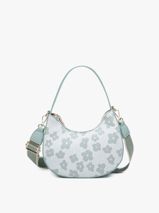 EH2457 Donnatella Floral Half-Moon Satchel/Crossbody: Sage